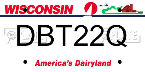 DBT22Q Wisconsin License Plate