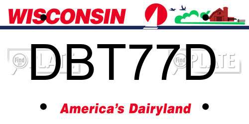 DBT77D Wisconsin License Plate