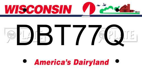 DBT77Q Wisconsin License Plate
