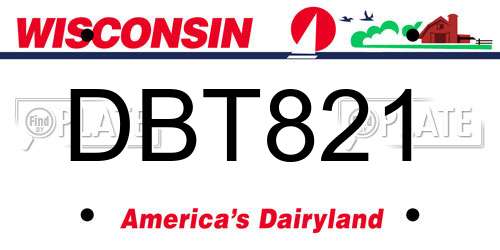 DBT821 Wisconsin License Plate