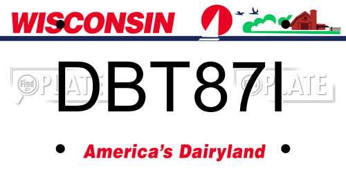 DBT87I Wisconsin License Plate
