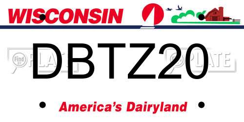 DBTZ20 Wisconsin License Plate