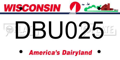 DBU025 Wisconsin License Plate
