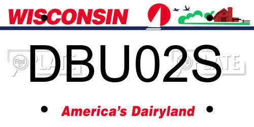 DBU02S Wisconsin License Plate