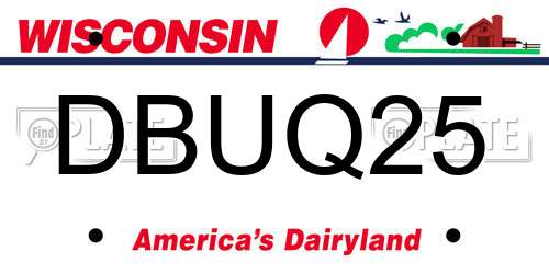 DBUQ25 Wisconsin License Plate