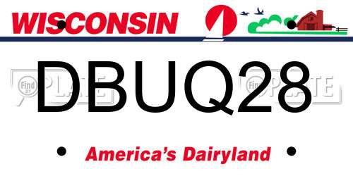 DBUQ28 Wisconsin License Plate