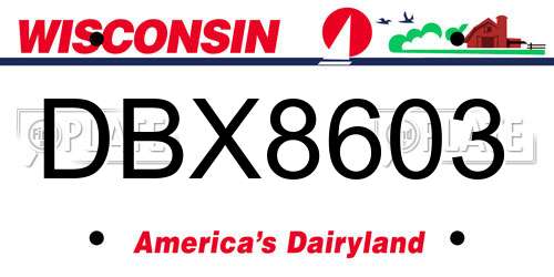 DBX8603 Wisconsin License Plate