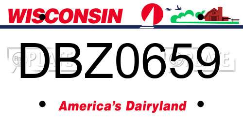 DBZ0659 Wisconsin License Plate
