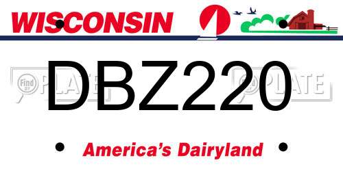 DBZ220 Wisconsin License Plate