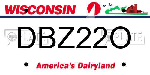 DBZ22O Wisconsin License Plate