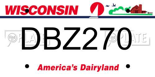 DBZ270 Wisconsin License Plate