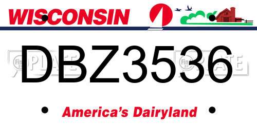DBZ3536 Wisconsin License Plate