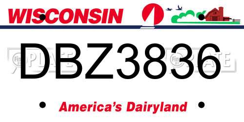 DBZ3836 Wisconsin License Plate