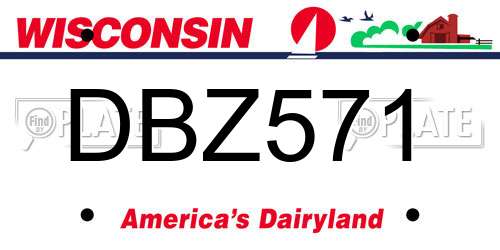 DBZ571 Wisconsin License Plate