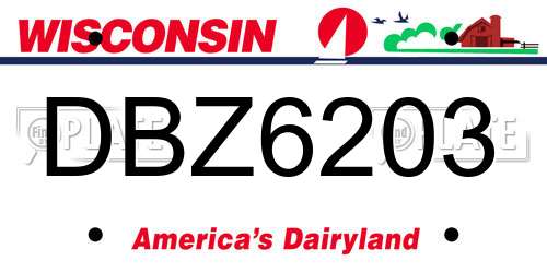 DBZ6203 Wisconsin License Plate