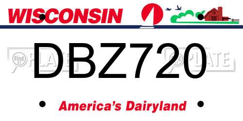 DBZ720 Wisconsin License Plate