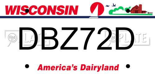 DBZ72D Wisconsin License Plate