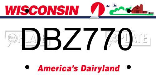 DBZ770 Wisconsin License Plate