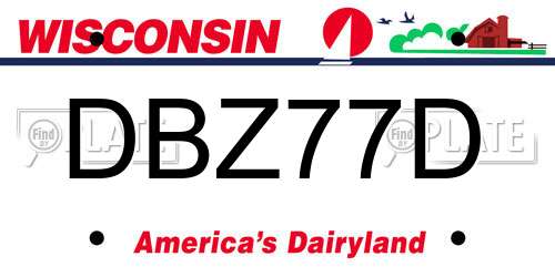 DBZ77D Wisconsin License Plate