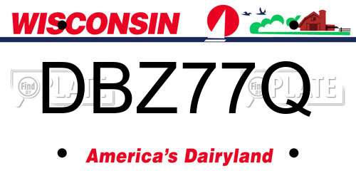 DBZ77Q Wisconsin License Plate