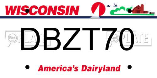 DBZT70 Wisconsin License Plate