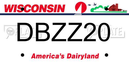 DBZZ20 Wisconsin License Plate