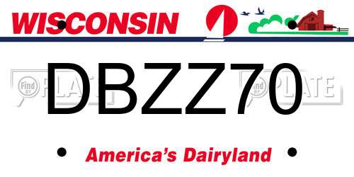 DBZZ70 Wisconsin License Plate