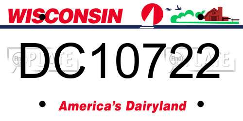 DC10722 Wisconsin License Plate