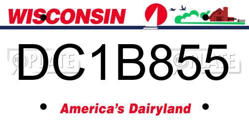 DC1B855 Wisconsin License Plate
