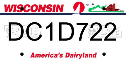 DC1D722 Wisconsin License Plate
