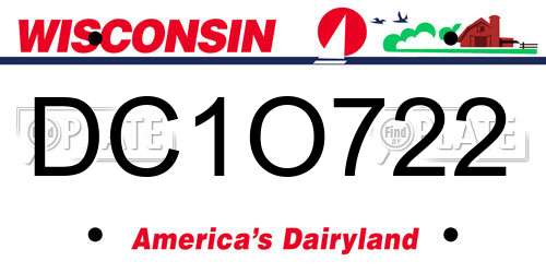 DC1O722 Wisconsin License Plate