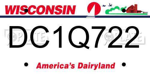 DC1Q722 Wisconsin License Plate