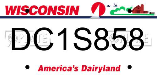 DC1S858 Wisconsin License Plate