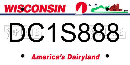DC1S888 Wisconsin License Plate