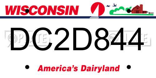 DC2D844 Wisconsin License Plate