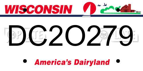DC2O279 Wisconsin License Plate