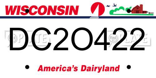 DC2O422 Wisconsin License Plate
