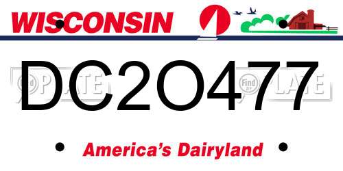 DC2O477 Wisconsin License Plate