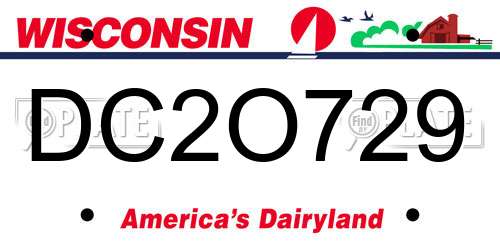 DC2O729 Wisconsin License Plate
