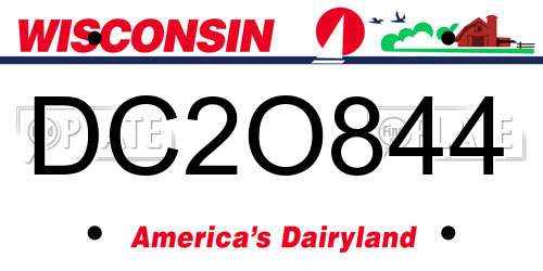 DC2O844 Wisconsin License Plate