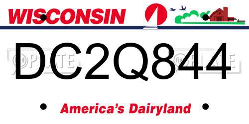 DC2Q844 Wisconsin License Plate