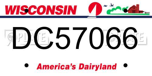 DC57066 Wisconsin License Plate