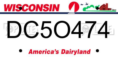 DC5O474 Wisconsin License Plate