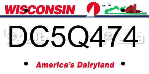 DC5Q474 Wisconsin License Plate