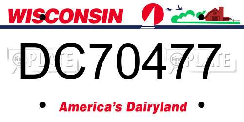 DC70477 Wisconsin License Plate