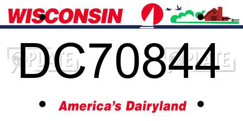 DC70844 Wisconsin License Plate