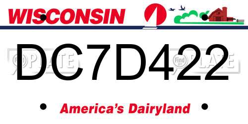 DC7D422 Wisconsin License Plate