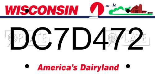 DC7D472 Wisconsin License Plate
