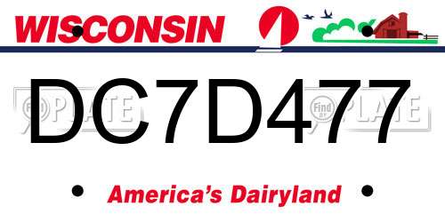 DC7D477 Wisconsin License Plate
