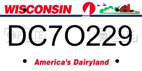 DC7O229 Wisconsin License Plate